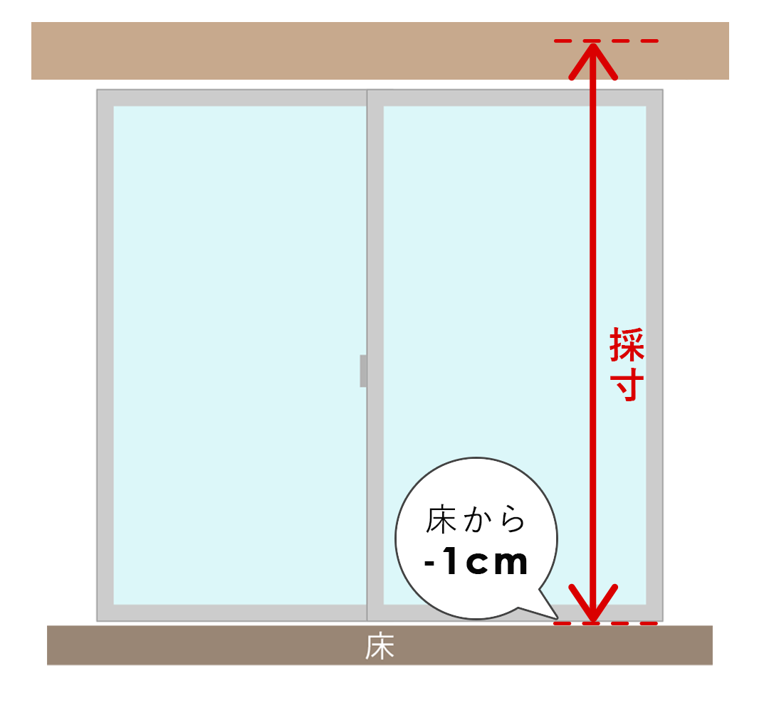 カーテンボックス(掃き出し窓)の丈(高さ)