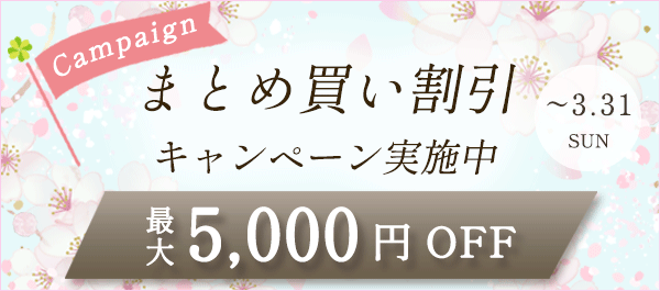まとめ買い割引キャンペーン,最大5,000円OFF,3/31まで