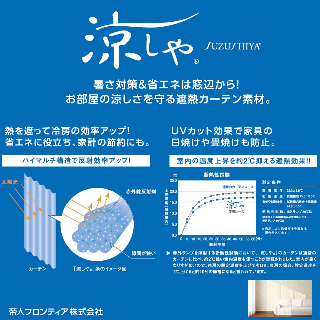 帝人フロンティアの遮熱素材『涼しや』を使用