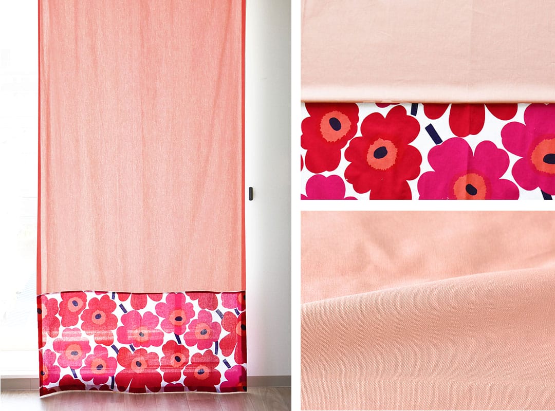ピエニウニッコ(レッド)×ピンクのカーテン画像