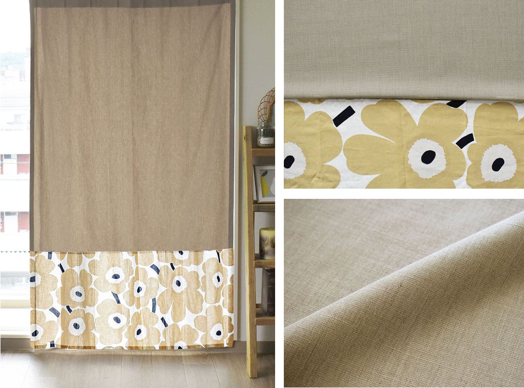 ピエニウニッコ(サンドベージュ)×ブラウンのカーテン画像