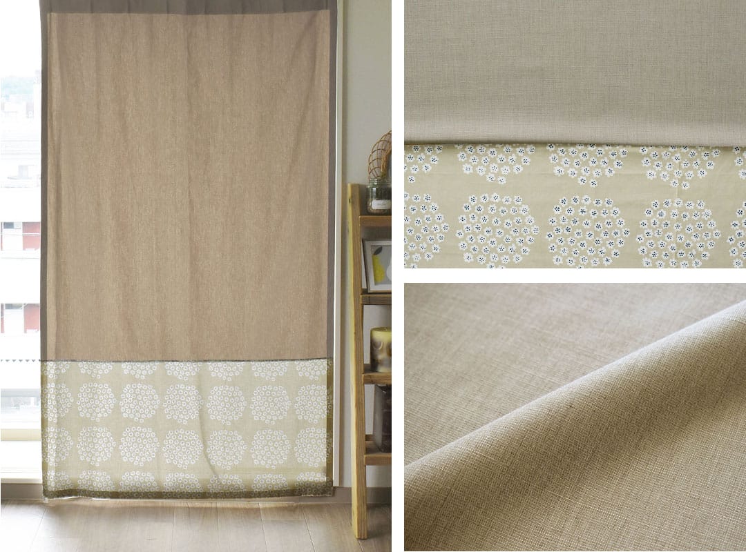 プケッティ(ベージュ)×ブラウンのカーテン画像