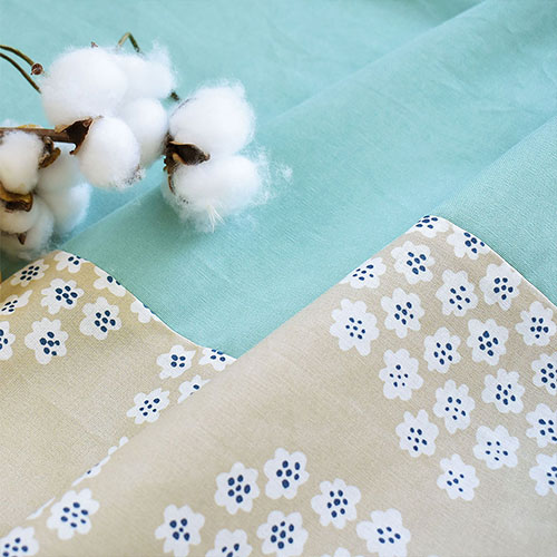 プケッティ(ベージュ)×ミントのカーテンの切り替えし部分のサムネイル画像