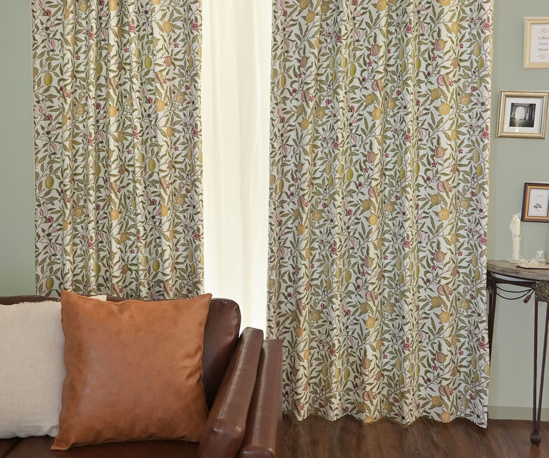 完全遮光・防音対応の英国風カーテン リーフグリーン