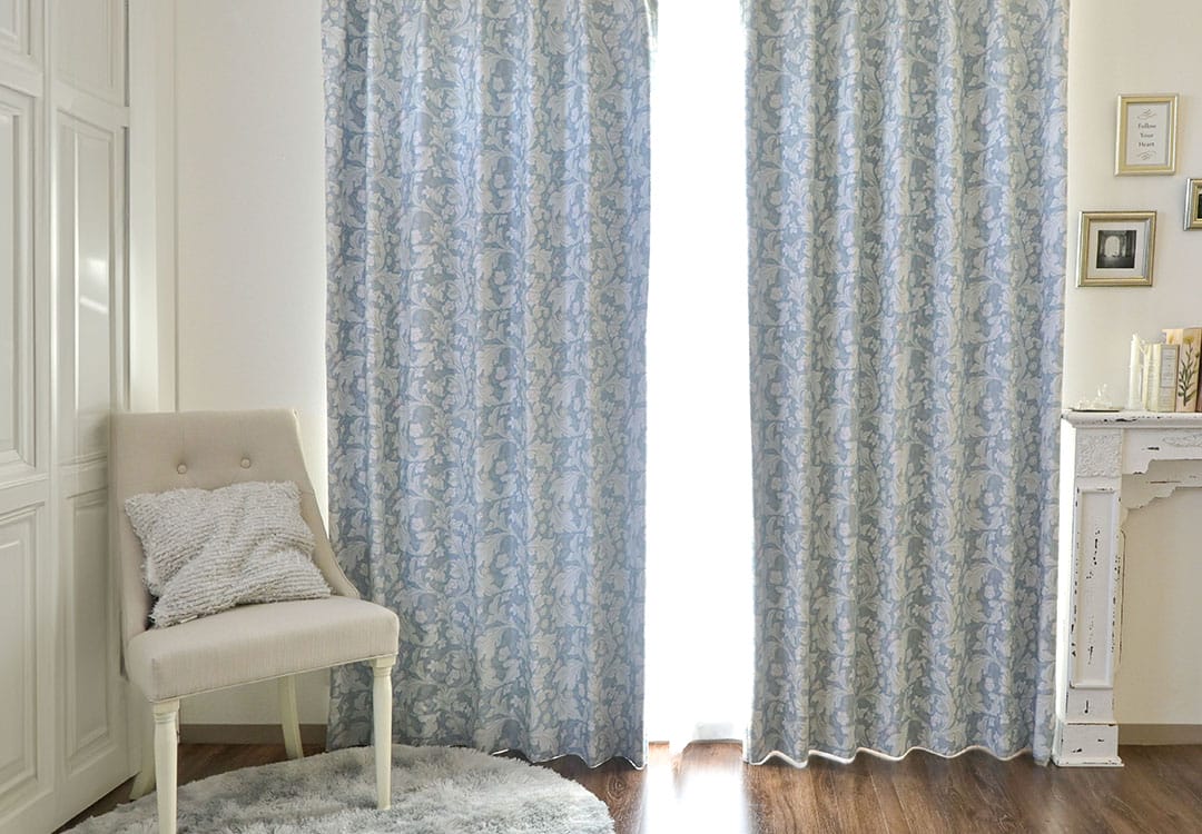 完全遮光・防音対応の英国風カーテン ブルー