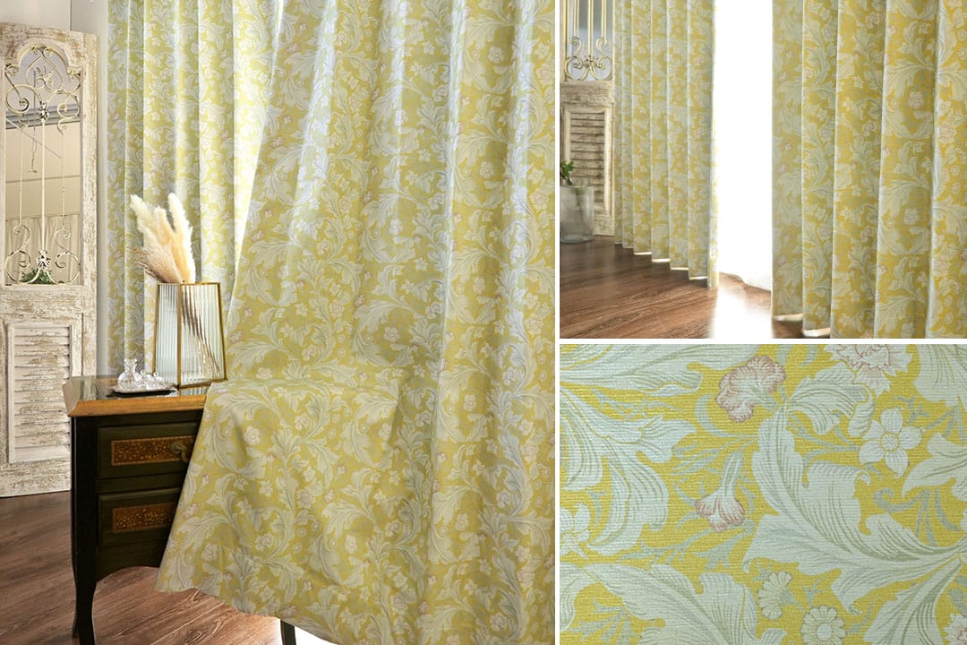 上質な織り柄が映える遮熱保温カーテン イエロー