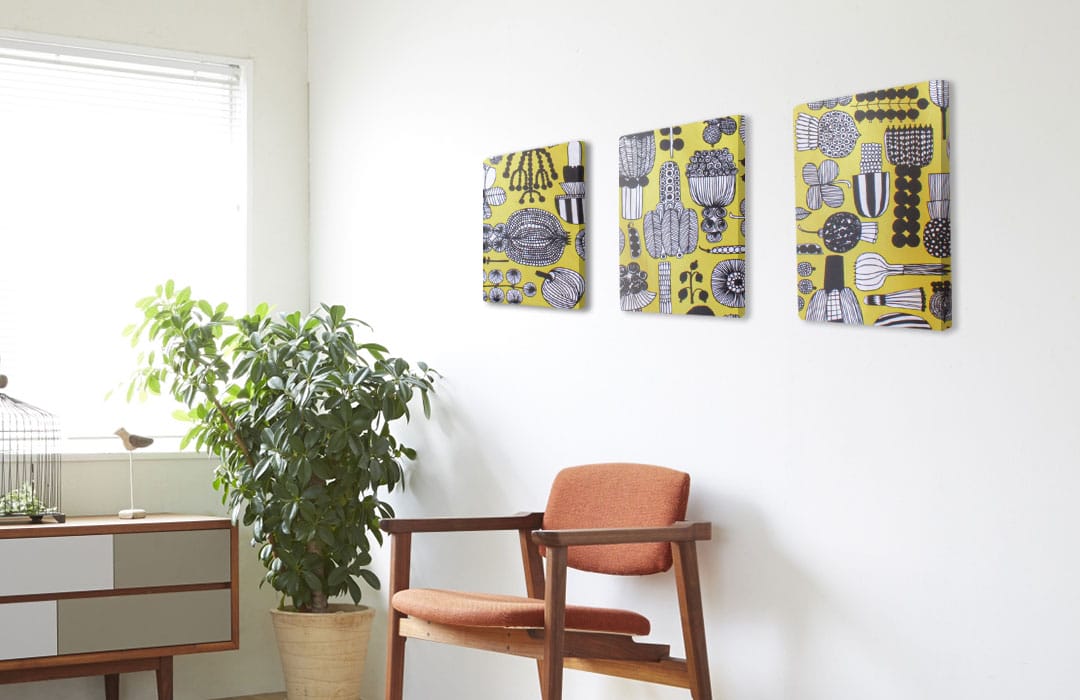 マリメッコ　marimekko ファブリックパネル　３つセット マリメッコのファブリックパネル3枚セット「プータルフリン