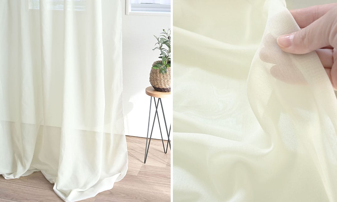 ナチュラルな素材感とやわらかな手触りのレースカーテン エアリ アイボリー）