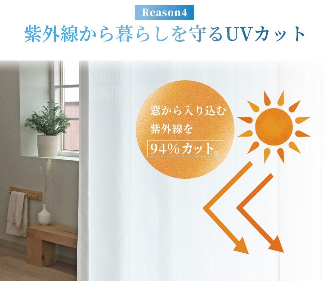 紫外線を94.9％カットして家具や床の日焼けを軽減