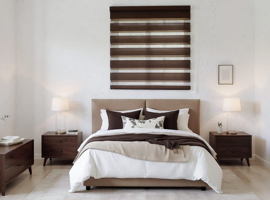 調光ロールスクリーン ダークブラウン 寝室におすすめ