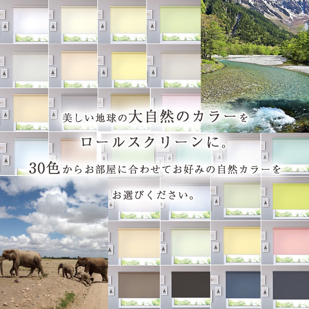 earthの恵みロールスクリーン30色のカラーバリエーション