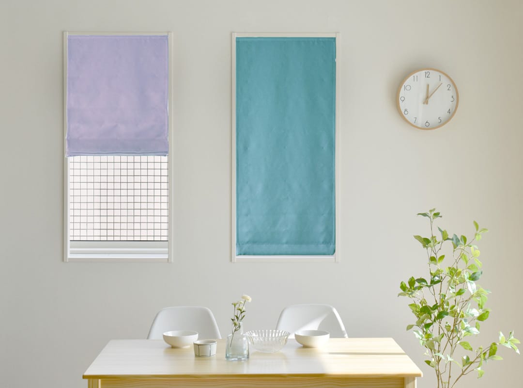 オールワン シェード 北欧 シェードカーテンオールワン（ラベンダー×ヨットブルー）の組み合わせ