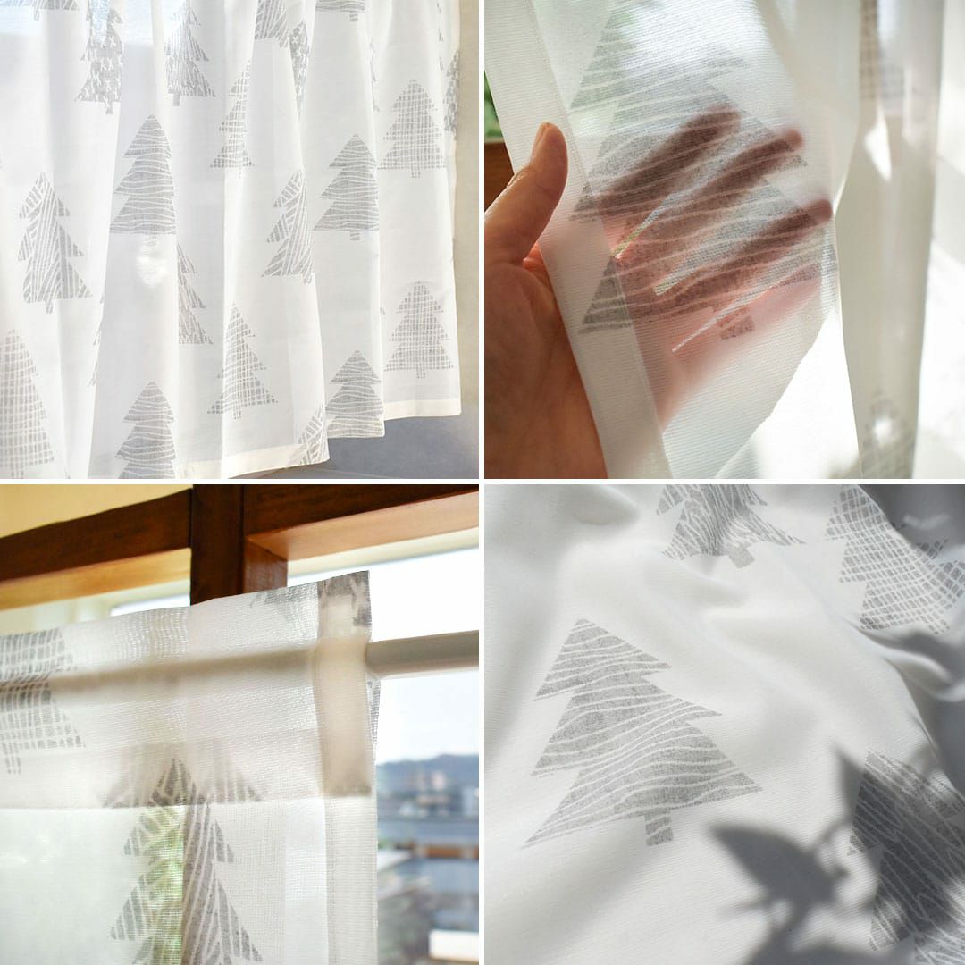 レースカフェカーテン】当店オリジナル！ほっこりする木のデザイン|