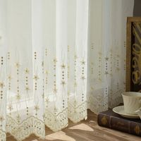 トルコレースカフェカーテン】裾元から伸びるフラワーとスパンコール