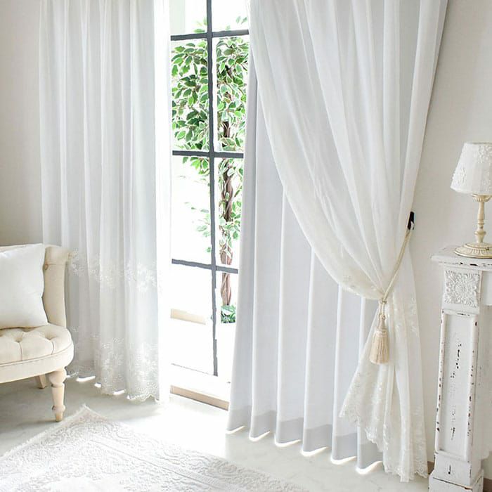 カーテン 半遮光カーテン オーダーカーテン ホワイト 一体型カーテン おしゃれ きらきらとした光沢が特徴の白い遮光カーテン「スノーダスト