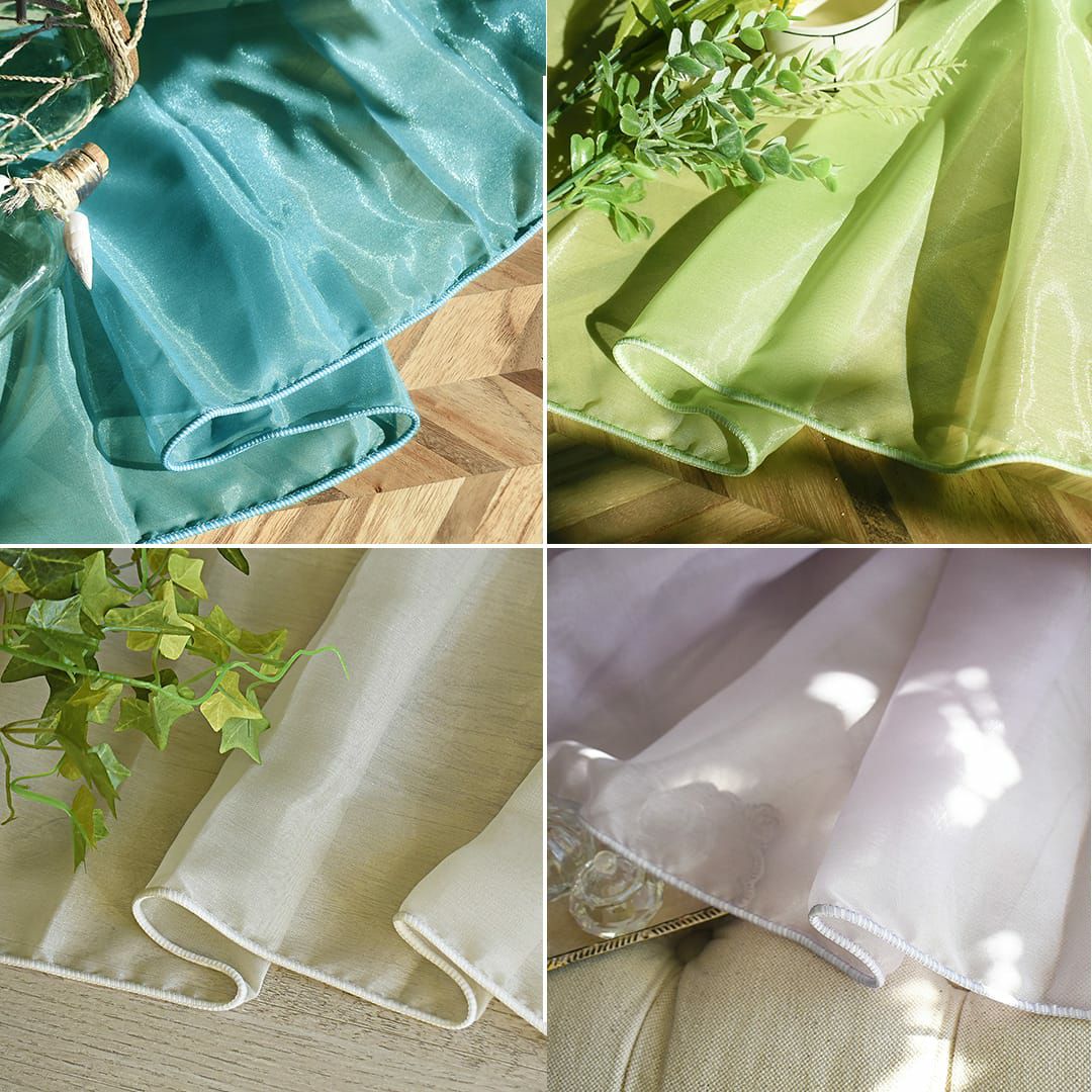 防炎ミラーボイルカラーレースカーテン 4色展開 裾ウェイトテープで