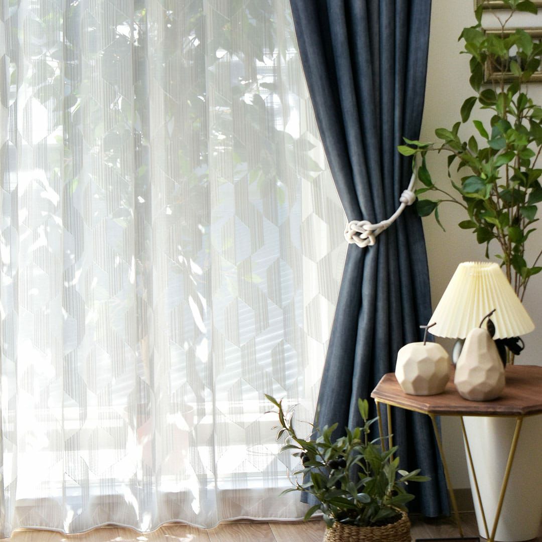 モダンな幾何学模様のトルコレース「アトラス」| カーテン通販専門店
