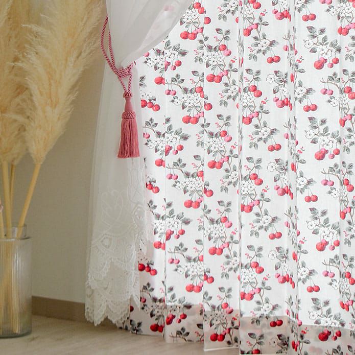 可愛いキュートなさくらんぼ柄「チェリースプリグ」 | カーテン通販