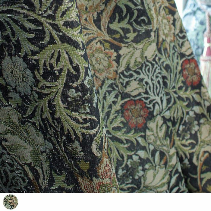 ジャカード織の重厚感のある総柄がクラシックな雰囲気の非遮光カーテン