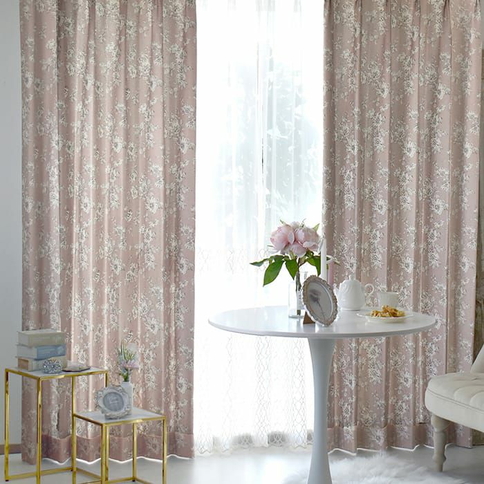 小鳥とバラが描かれたシャビーシックカーテン | カーテン通販専門店