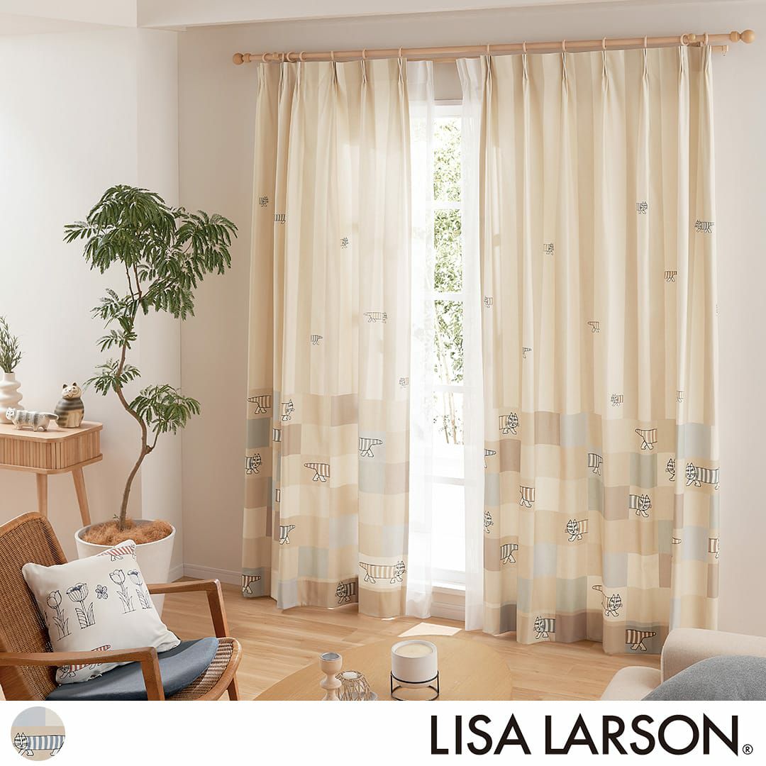 LISA LARSON マイキー レースカーテン100×176cm 定価2.8万 リサ