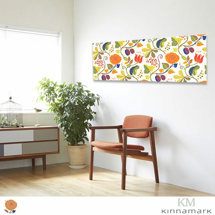 No.853.M♡☆北欧の森☆ファブリックパネル　１枚 シナマークのファブリックパネルXLサイズ「カプリ」草花が広がる北欧