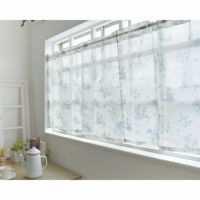 フレンチシックなブルーの花柄ボイルレースカフェ｜アンティークブーケ