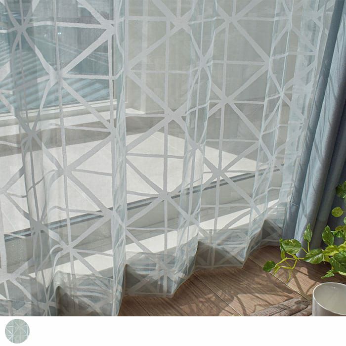 幾何学柄のボイルレース・オパール加工レースカーテン｜ネーヴェ